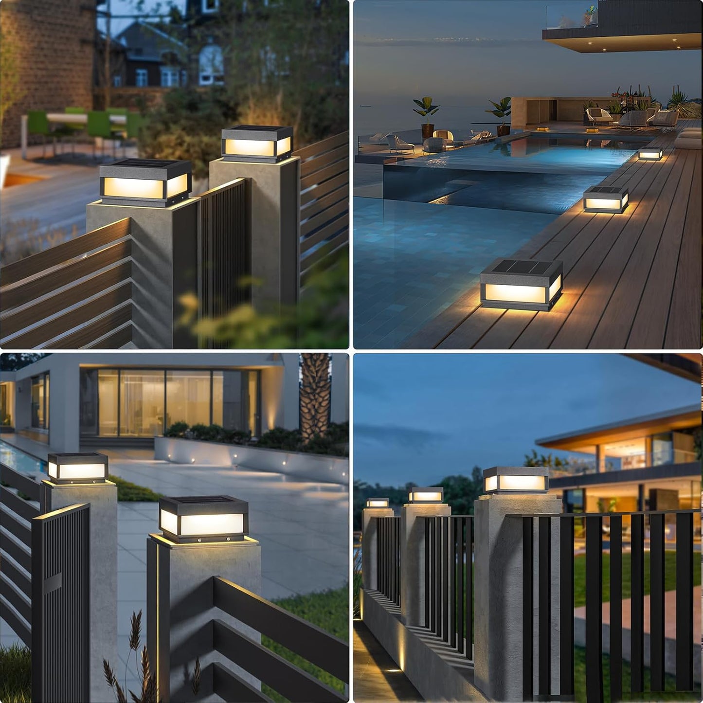 PAKEDANDUN Outdoor Solar Post Light Modern Fence Deck Cap Light Solar Pillar Column Lamp IP65 Waterproof 3000K Luxury L