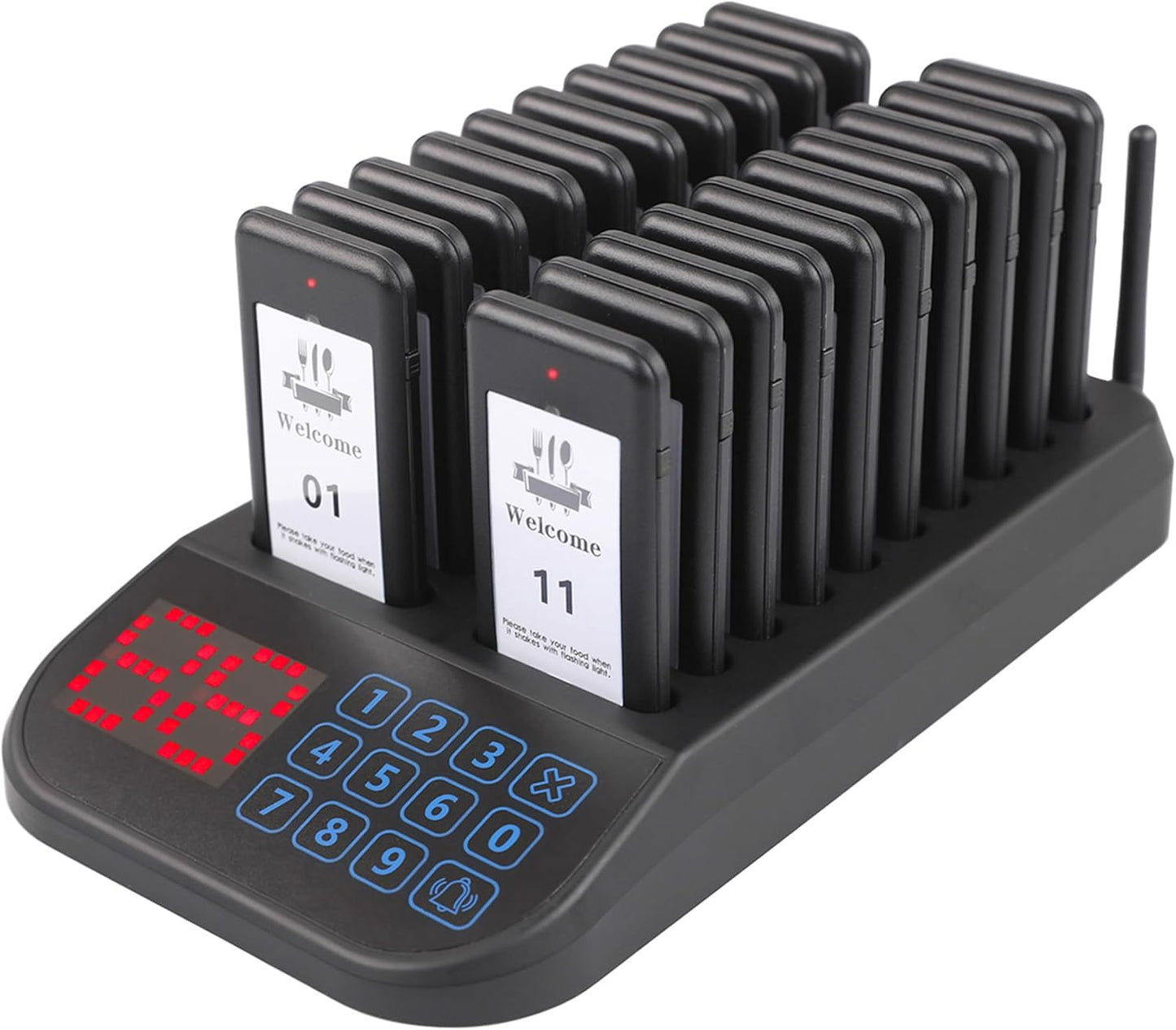 Restaurant Pager System, 20 Beepers, Wireless Calling System Customers Waiting Beepers for Queue in Restaurants Food Truck Churches Hospital Hotel