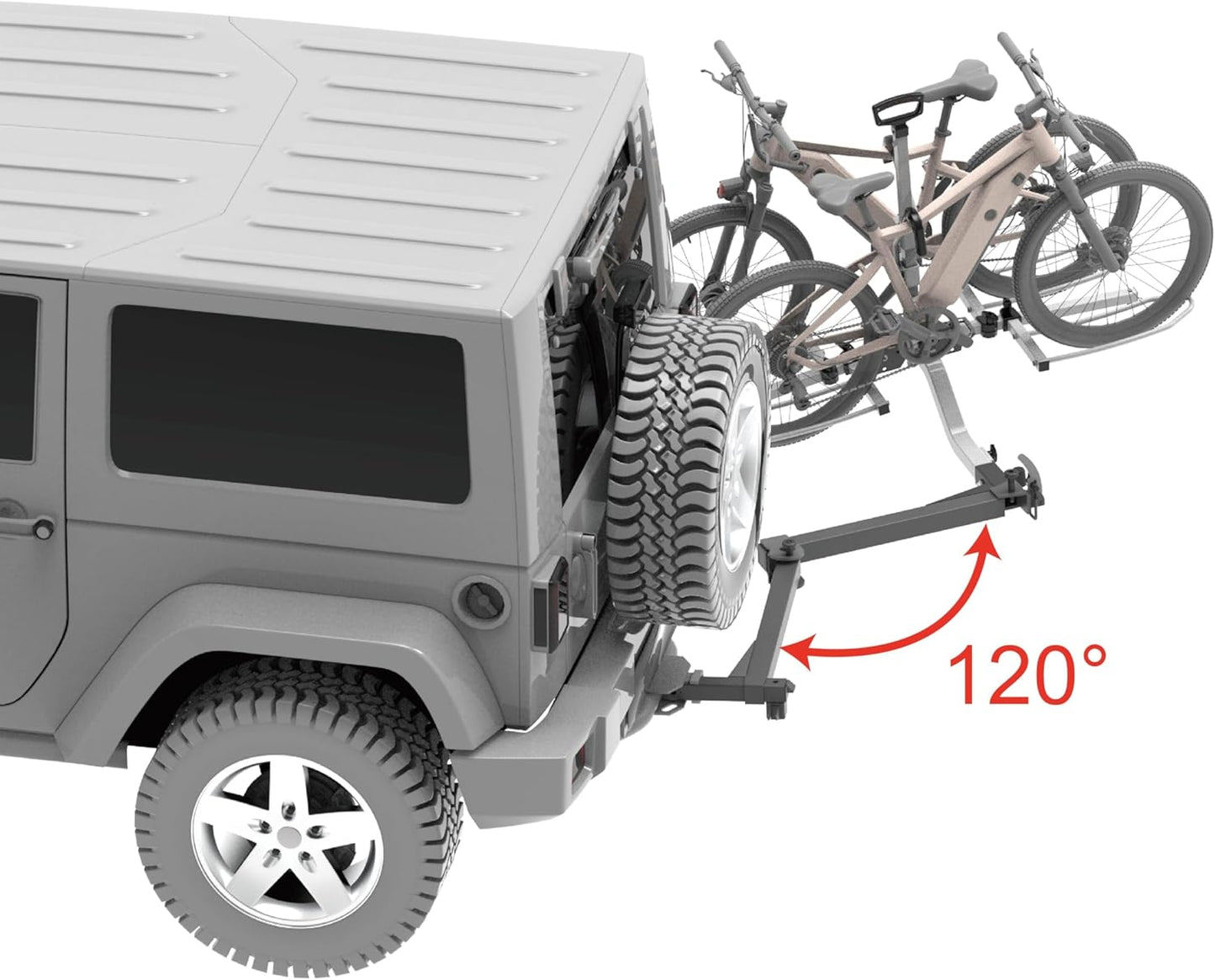 Swing Away Adapter for Passenger Side with 120 Degree Swing Away Arm, Hitch Mounted Bike Racks Extension Accessory