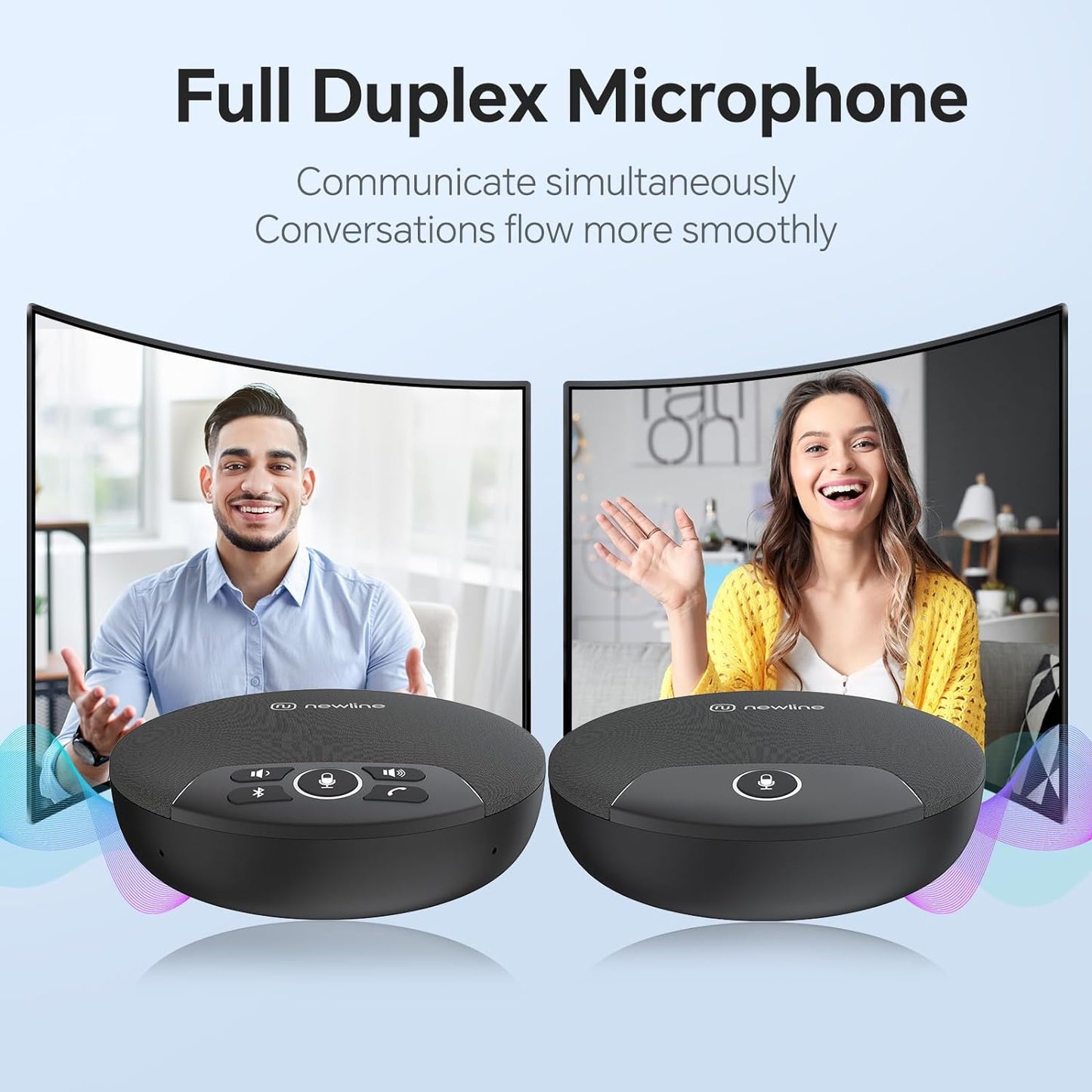 Bluetooth Speakerphone 2pk Bundle Conference Speaker and Microphone 360 Voice Pickup Noise Reduction Home Office USB Speakerphone with Daisy Chain