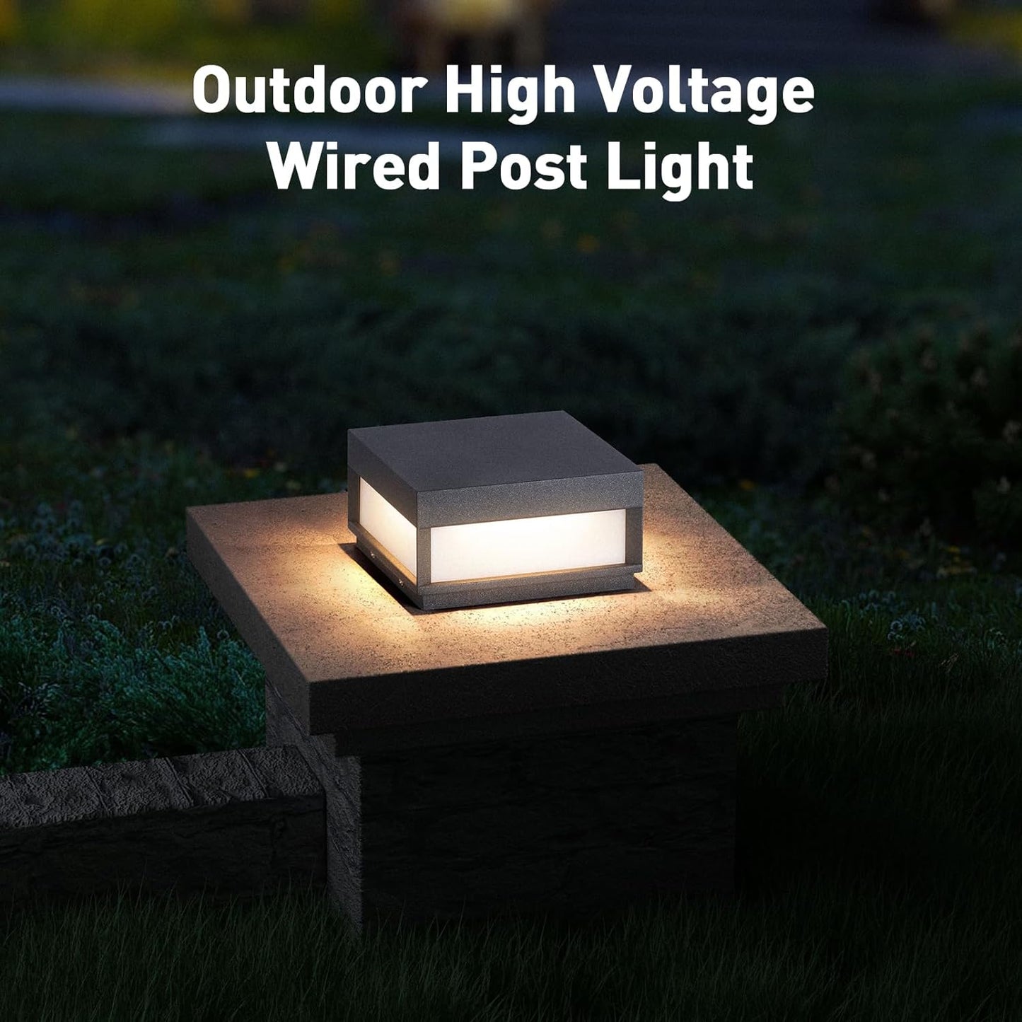 MVBT Outdoor Modern Post Light, Upgraded High Voltage Wired LED Fence Deck Column Cap Lamp IP65 Waterproof Lantern 300