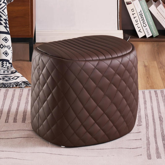 Faux Leather Ottoman for Living Room with Storage