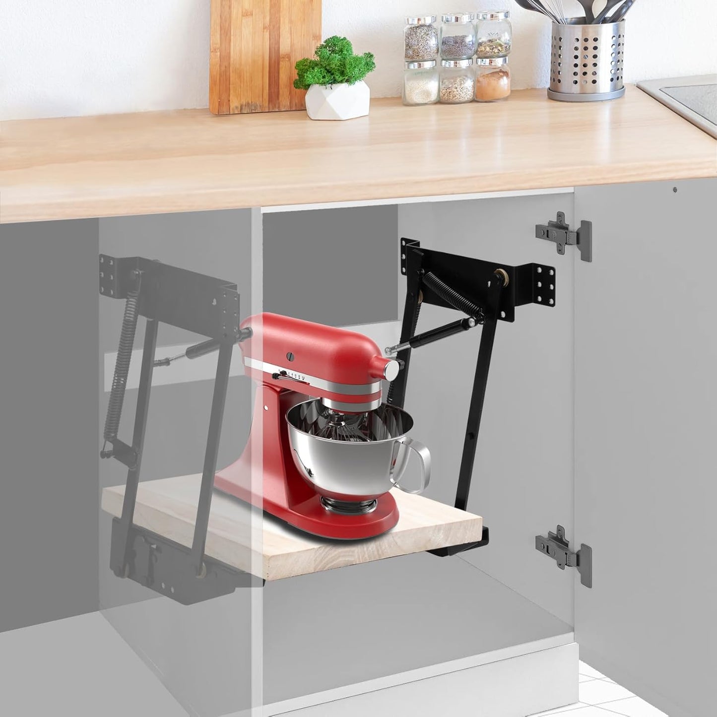 Kitchen Mixer Lift for Cabinet Appliance Lift with Soft-Close Heavy-Duty for Kitchen Cabinet with Locking Mechanism, Holds Up to 6