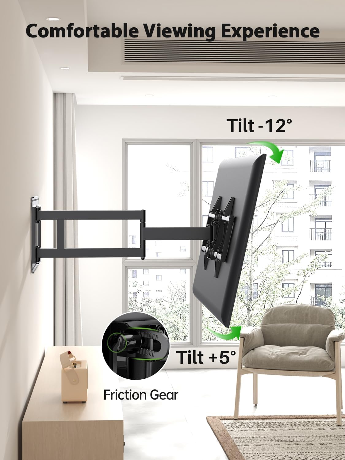 Mount Long Arm Full Motion TV Wall Mount for Most 42-90 inch TV 40 Inch Extension TV Mount, TV bracket with 90 degree Swivel Up to 150lbs