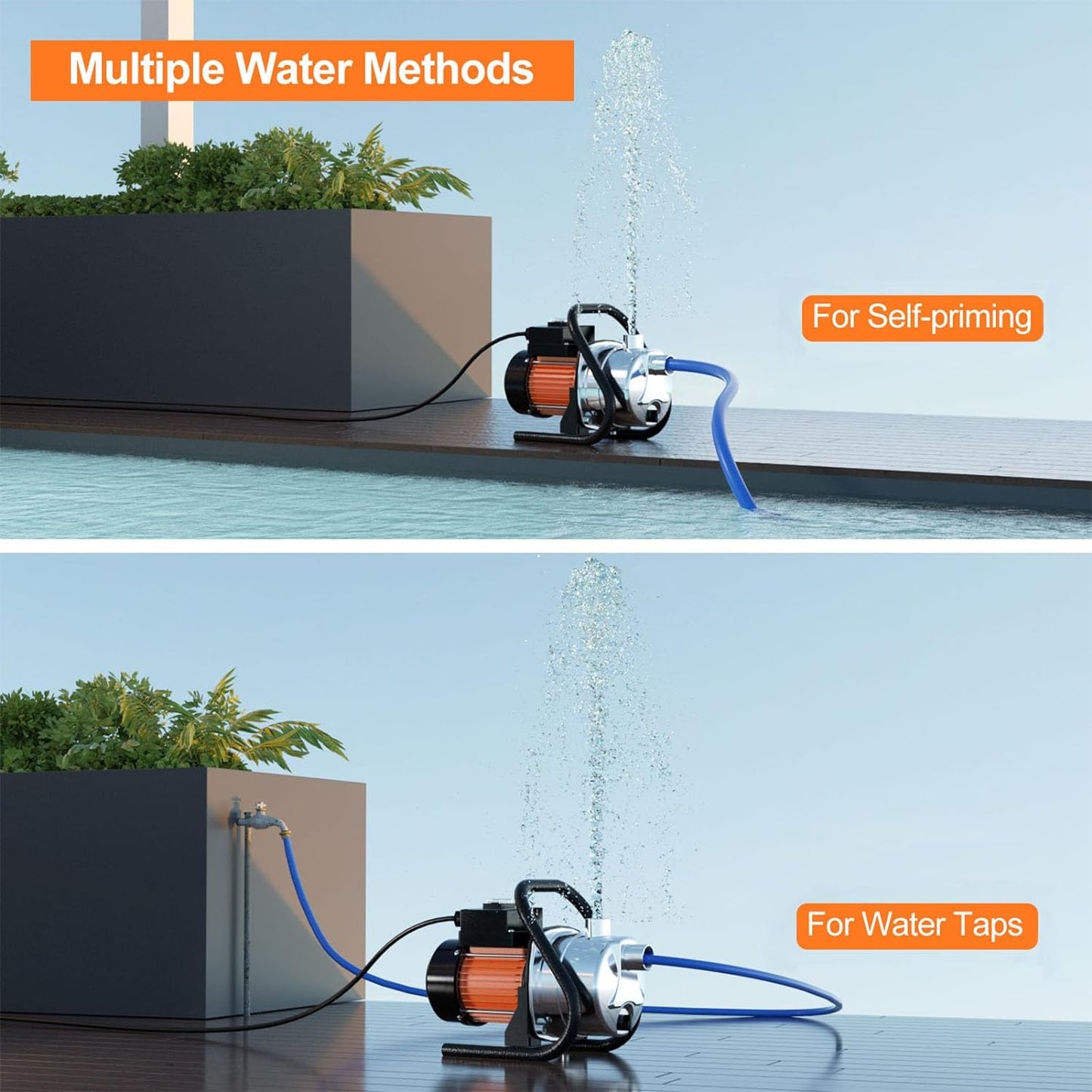 1.6HP Portable Shallow Well, Water Transfer, Lawn/Garden Irrigation, or Draining Pump 110V
