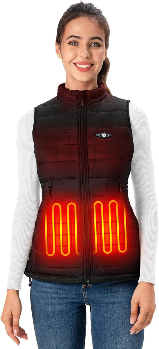 WASOTO Heated Vest Women With 16000mAh Battery Pack Charger Included Rechargeable Washable For Indoor Work Golfing Walking (Medium, Black)