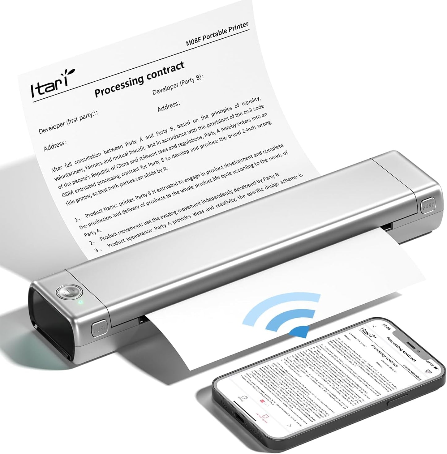 Portable Thermal Bluetooth/Wireless Printer for Phone, Small,  Laptop, Compact Inkless Support 8.5" X 11"