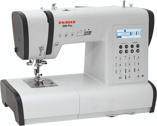 FAMILY 200 PRO|Computerized Heavy Duty Sewing Machine with Top Loading Bobbin (Horizontal Rotary Hook), 203 Stitch Applica