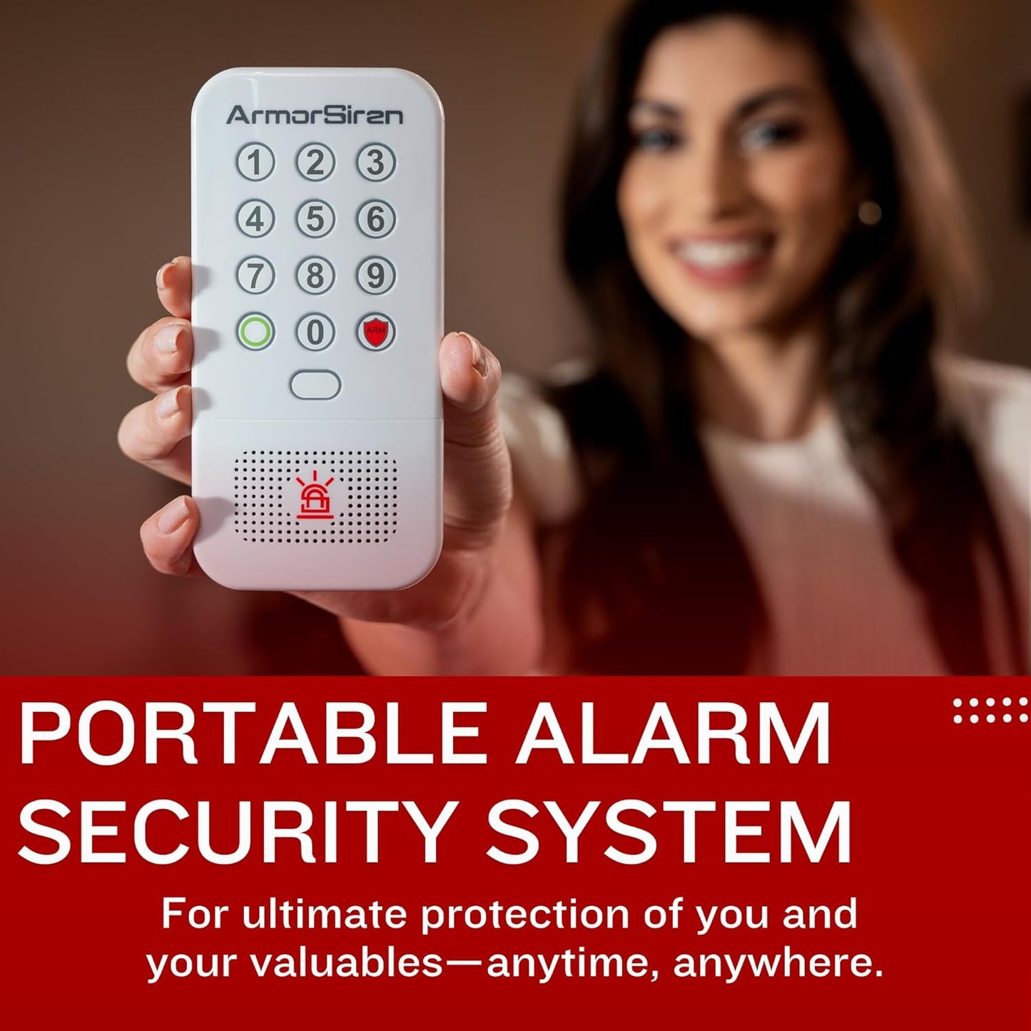 ArmorSiren - Portable Personal Security & Door Alarm with 120dB Siren, Motion Detection, Smartphone App Connectivity, and 30-Day Rechargeable Battery