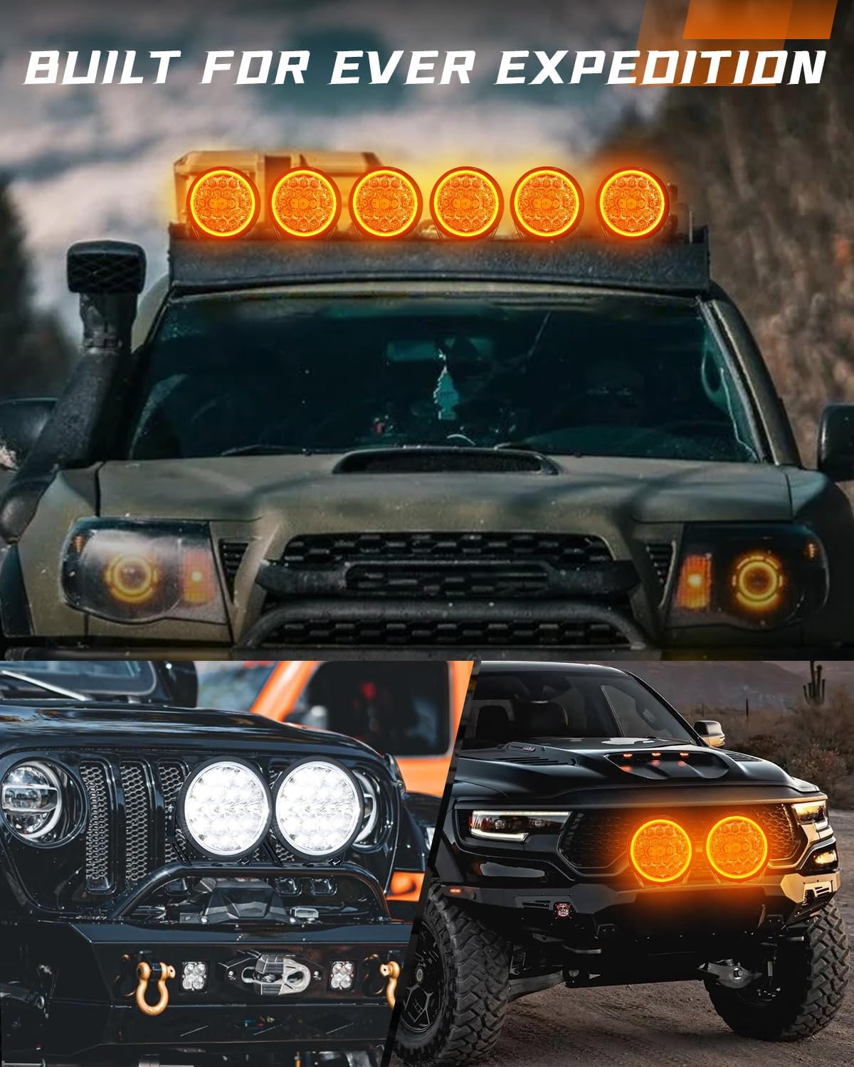 9 Inch Off Road LED Driving Lights with White/Amber DRL, 1000% Brighter 2PCS 40000LM Round Work Lights for PickUp/Truck Combo Beam