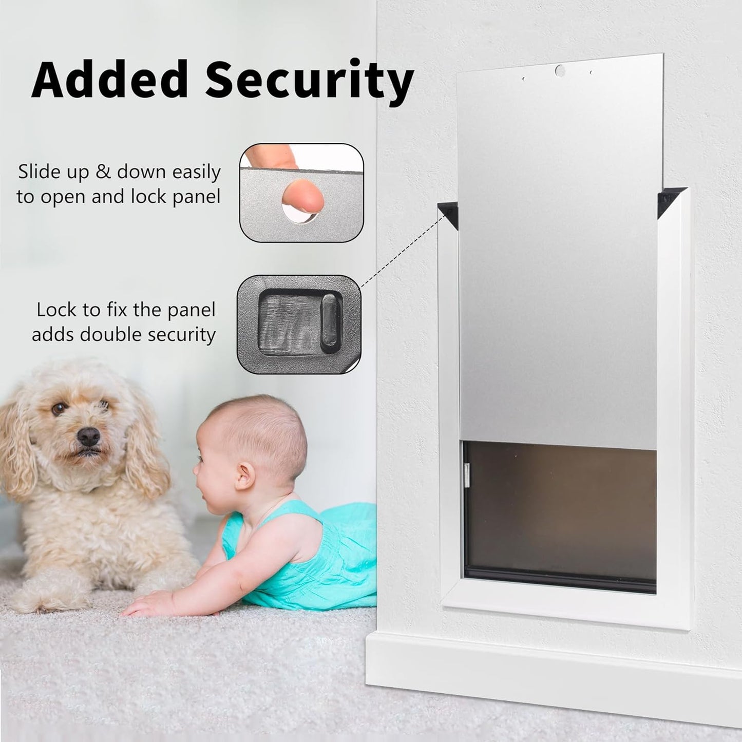 iPetba Dog Door for Wall Pet Doors for Interior Exterior Cat Door with Aluminum Frame Telescoping Tunnel Sliding Glass Doggie Doors for Extreme Weather Insert with Double Flaps-Large (Up to 110 L