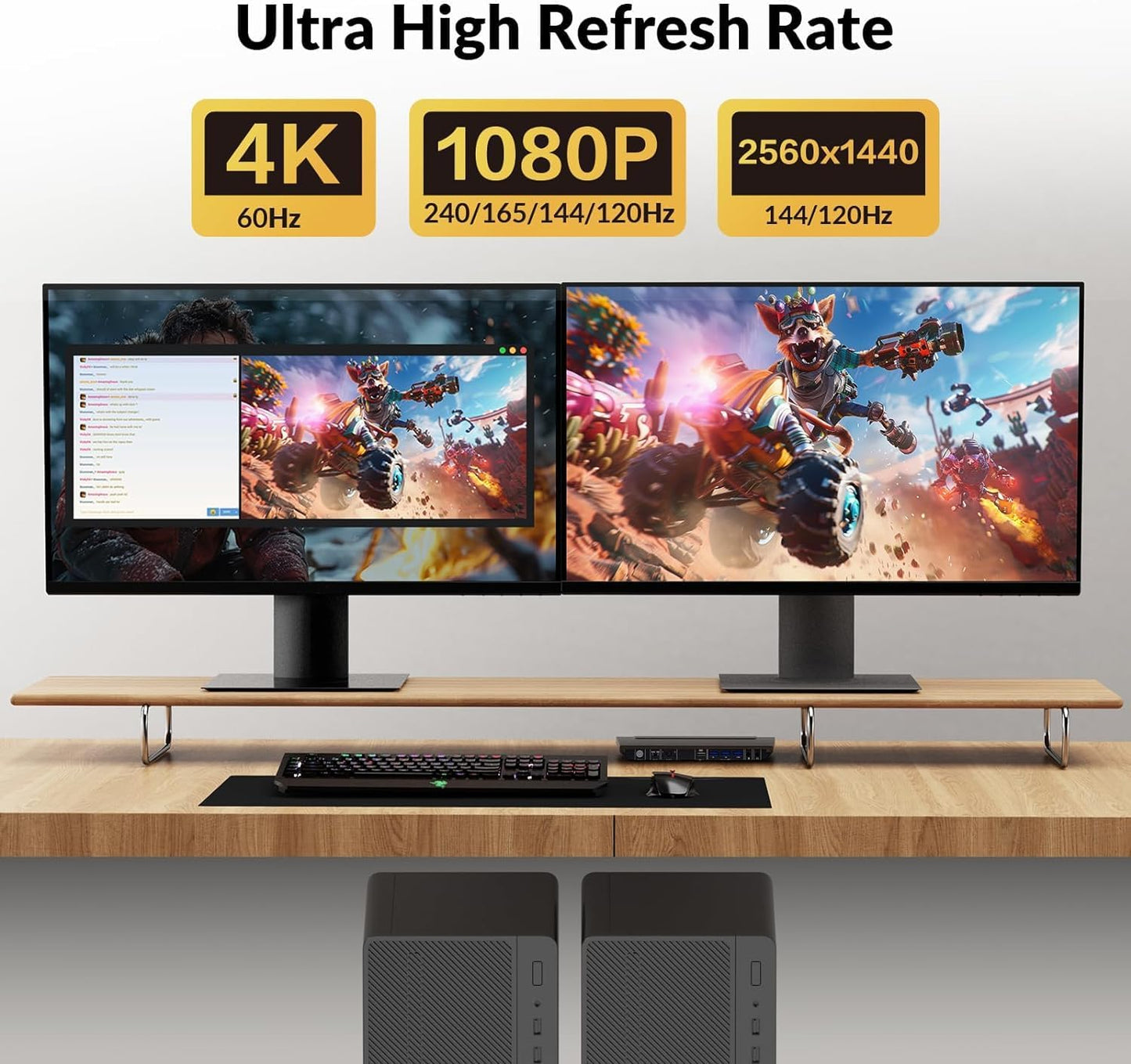 Advanced Dual Monitor KVM Switch by AV Access: 4K@60Hz, 2K@144Hz, 1080P@240Hz - Seamlessly Switch Between 2 Computers, USB 3.0 Connectivity