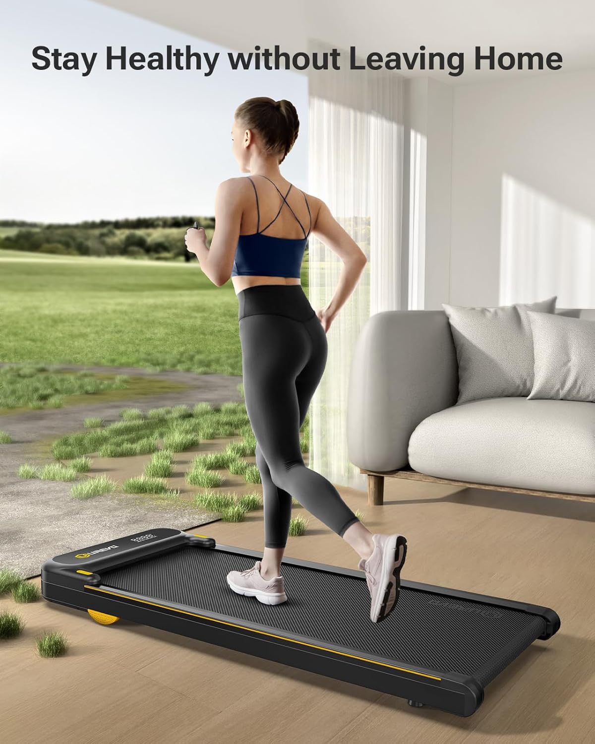 UREVO Under Desk Treadmill, Walking Pad for Home/Office, Portable Walking Treadmill 2.25HP, Walking Jogging Machine with 265 lbs Weight Capacity