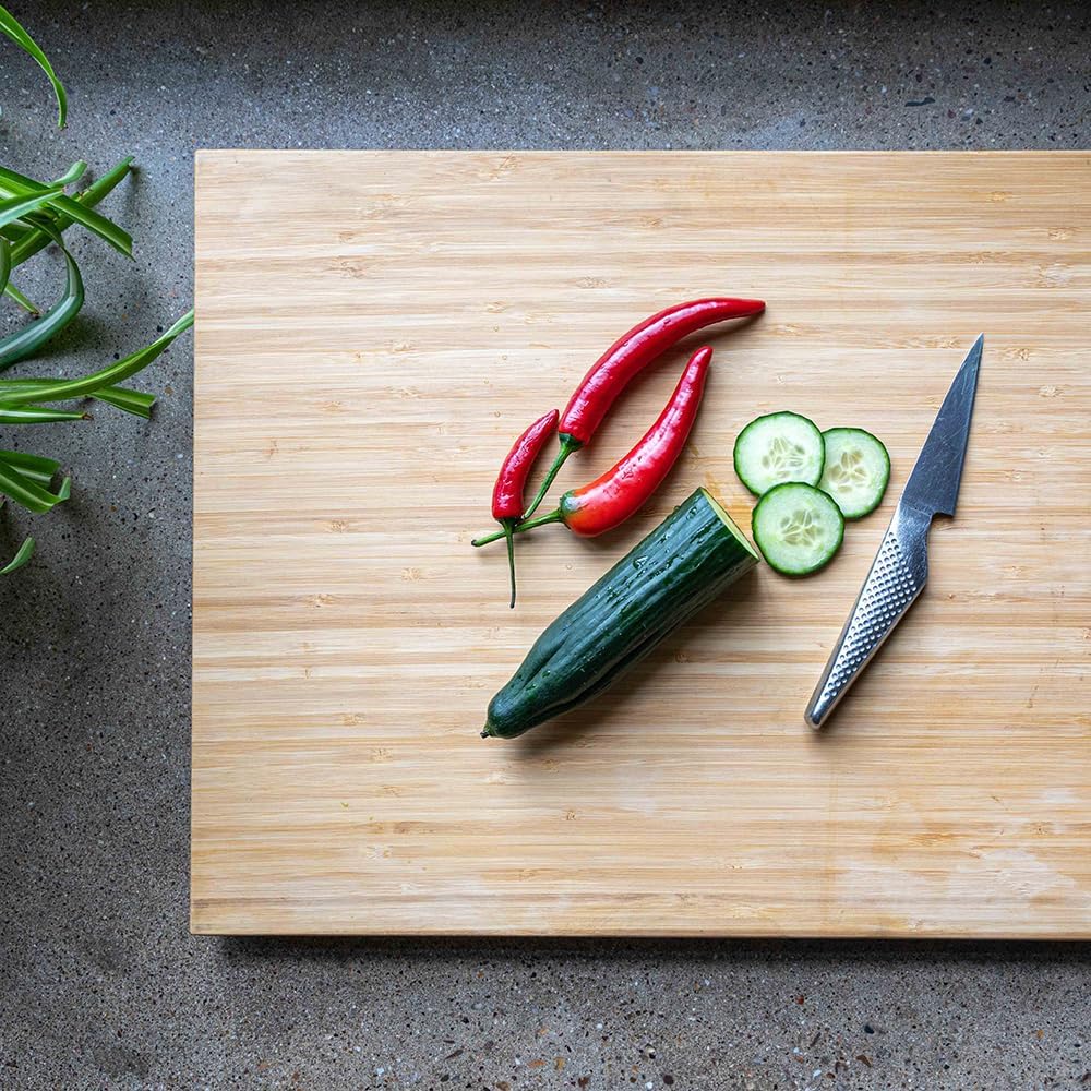 100% Bamboo Kitchen Cutting Board | The 19.6" x 14.9"; for Chopping, Slicing, Carving, Mincing, Etc.