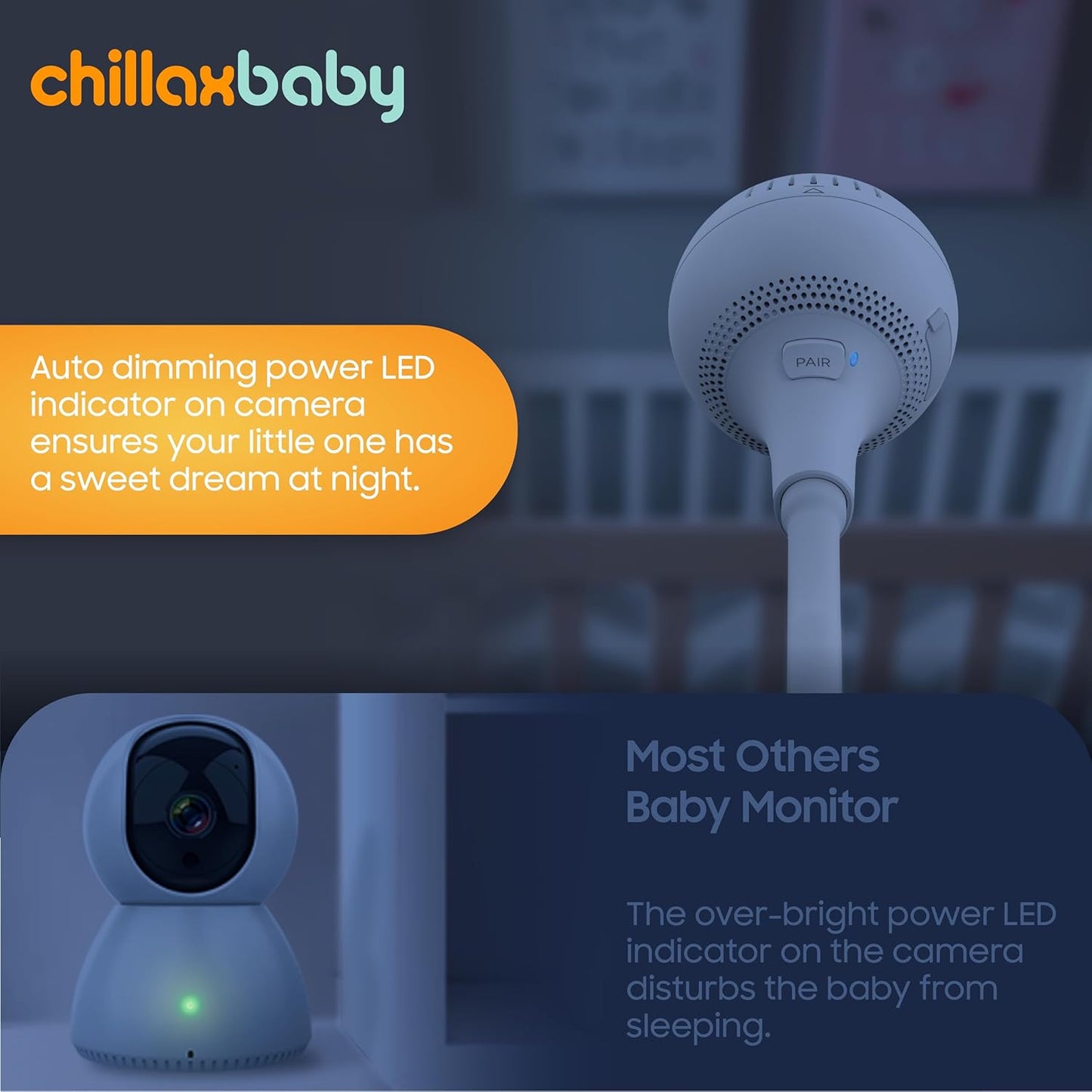 CHILLAX Giraffe Pro Portable Baby MonitorVideo Baby Monitor for Travel with Battery Base Stand,HD 1080p Camera and 5Scre