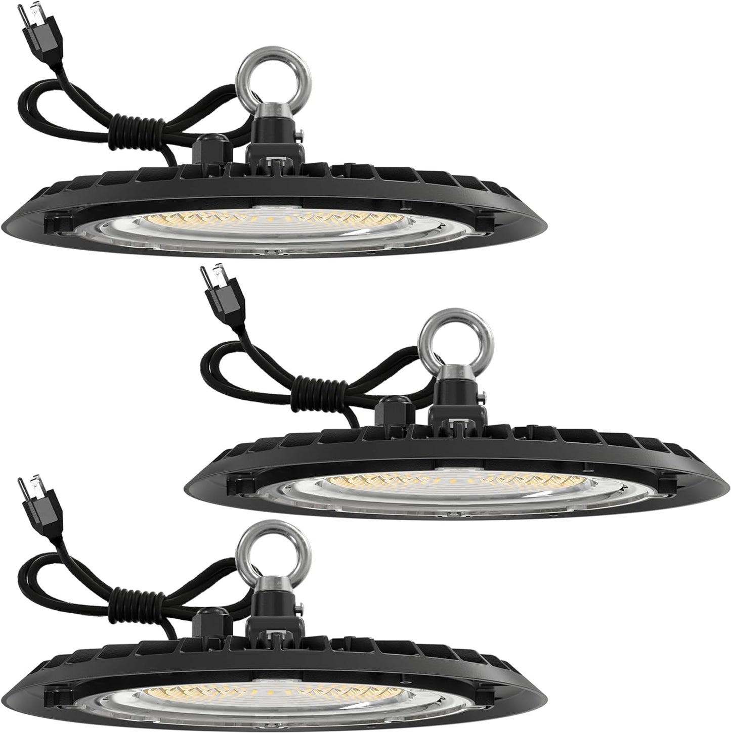 Sunco UFO LED Plug & Play High Bay Light, Lighting for Warehouse, 5000K Daylight, 150W, Power Cord Included, 19500 LM, 120VAC, IP65 Waterproof Shatterproof Fixture - UL Listed 3 Pack (5000K Dayligh