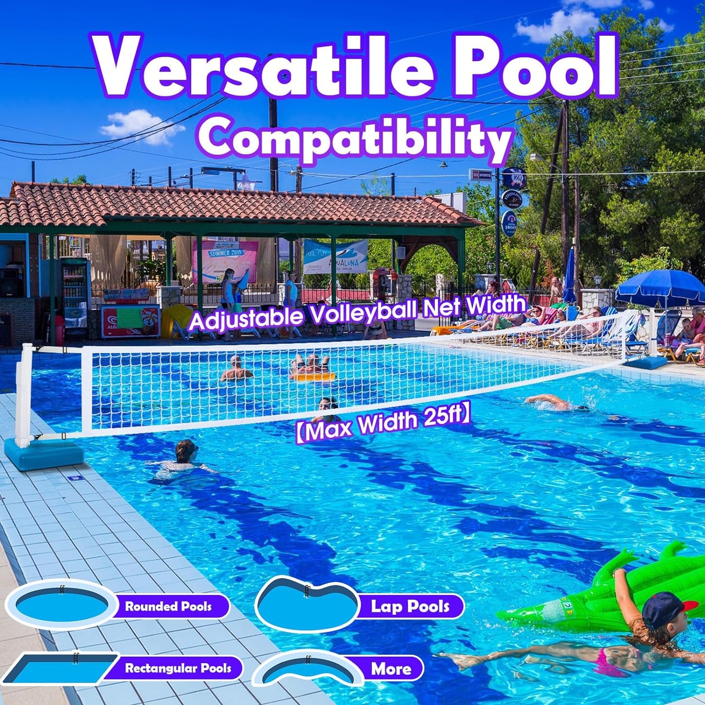 LED Pool Volleyball Net Set, Light Up Pool Volleyball Game Set with LED Water Balls, App & Remote Control, Lights to the Beat of Music