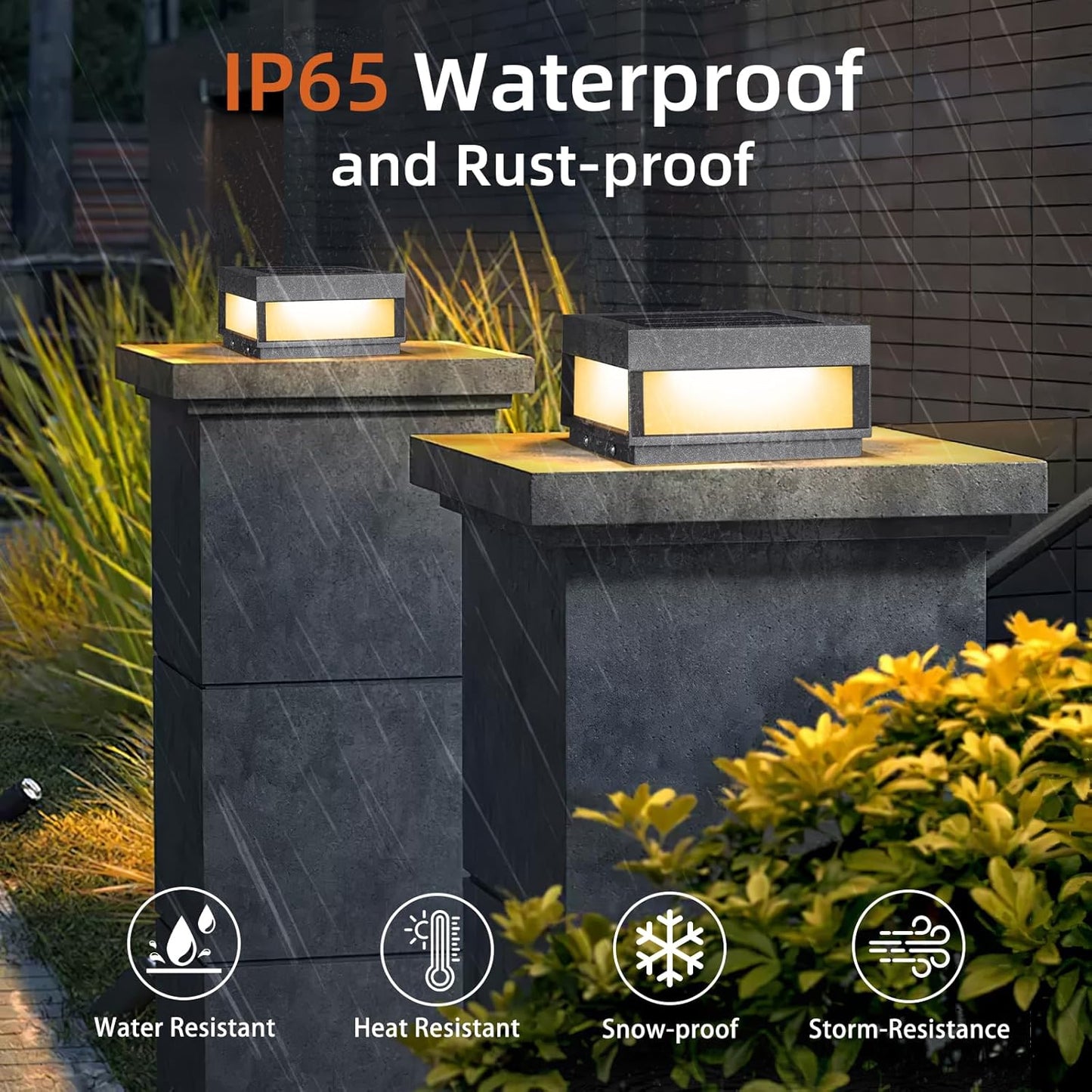 PAKEDANDUN Outdoor Solar Post Light Modern Fence Deck Cap Light Solar Pillar Column Lamp IP65 Waterproof 3000K Luxury L