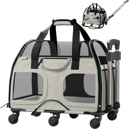 Rolling Pet Carrier for Small Dogs and Cats - Airline Compliant, TSA Approved