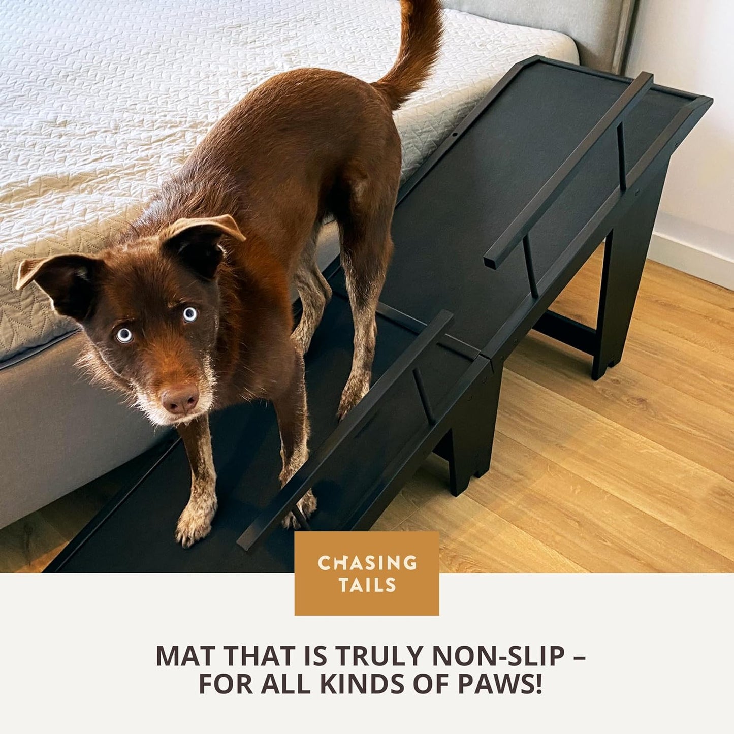 Chasing Tails Dog Ramps for Large Dogs - Supports up to 200 lbs. - 25 Inch Height Wooden Dog Ramp, Wide, Sturdy Ramp for Dogs