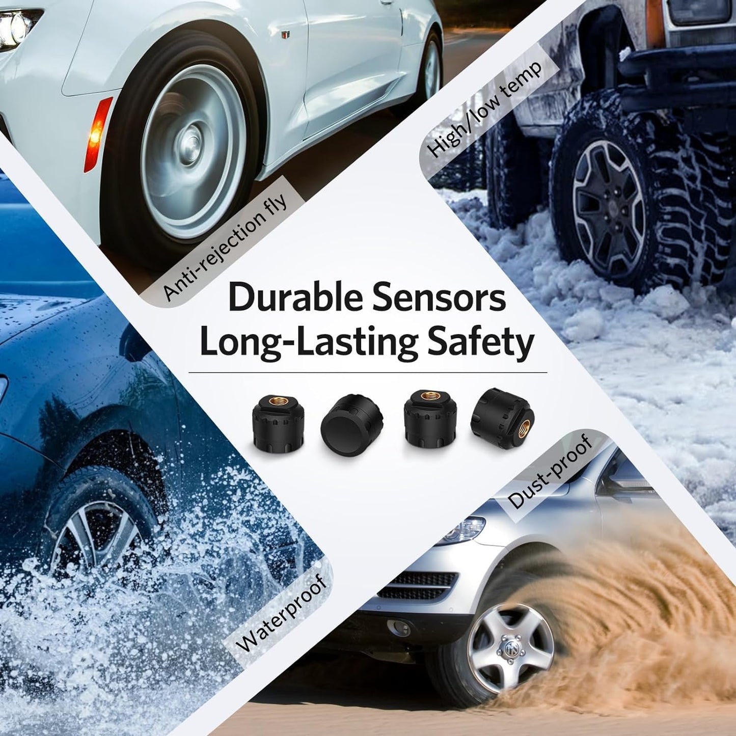 GUTA RV Tire Pressure Monitoring System, Trailer TPMS, 8 Sensors, 6 Alert Modes, Long Range Signal, CLA Charging & 2 USB-A