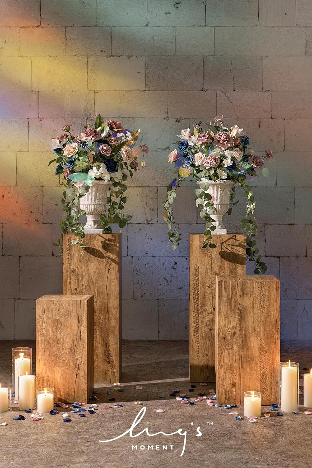 Ling&#39;s Moment 41&#34; Tall Free Standing Artificial Flowers Arrangements 2 pcs Wedding Arch Altar Stage Decorations Dusty