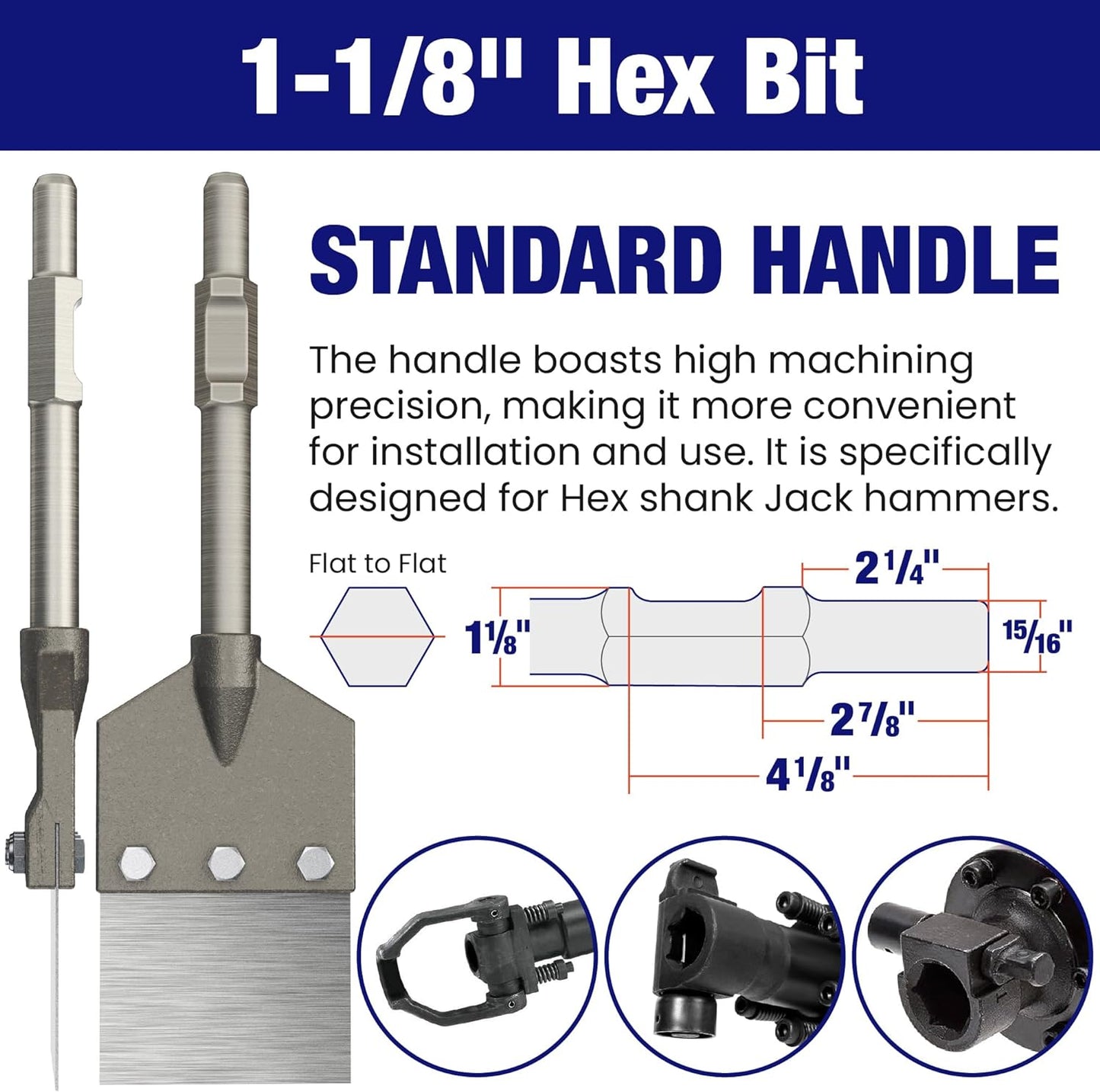 Heavy-Duty Floor Scraper System Chisel/Scraper, Demo Bit fits Demolition Hammer (Demolition Hammer NOT included)