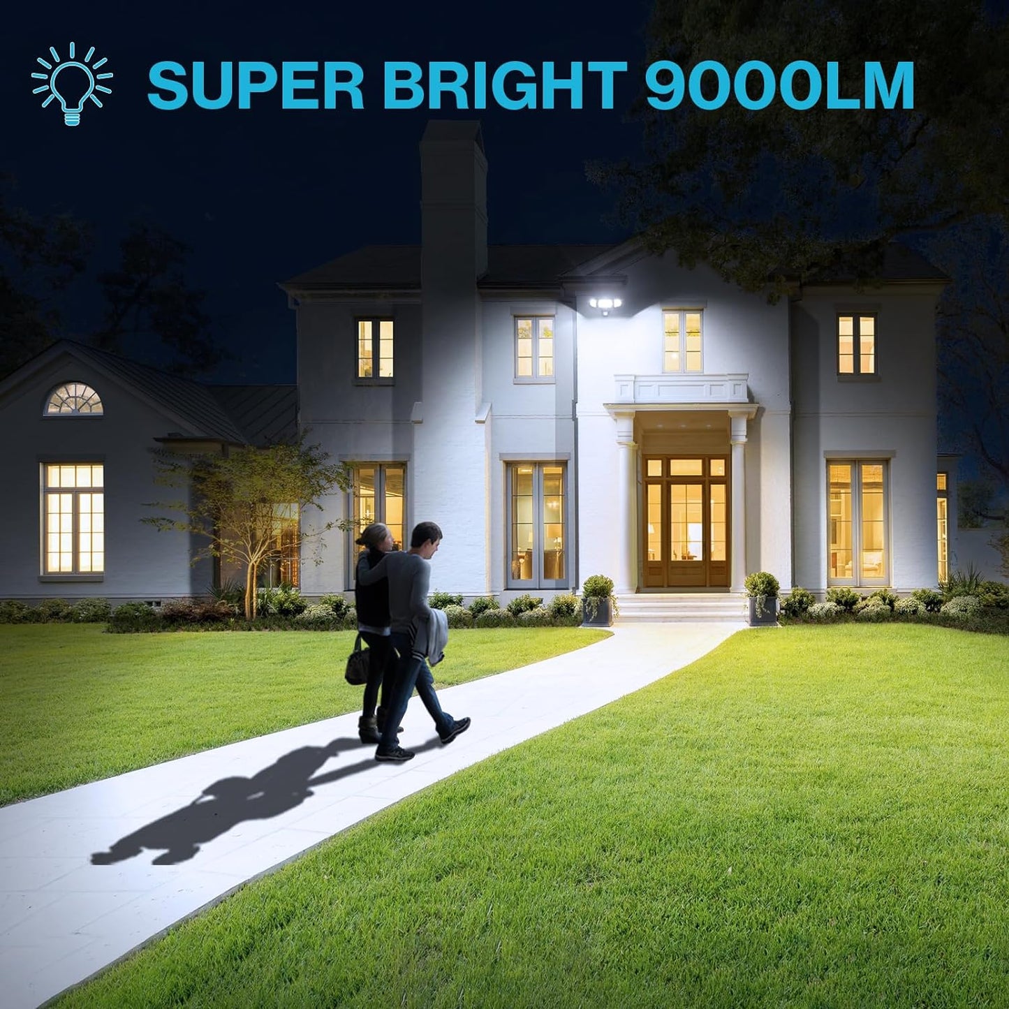 100W LED   BlackSecurity/Motion Sensor Outdoor Light, 2 Pack, 9000LM Super Bright