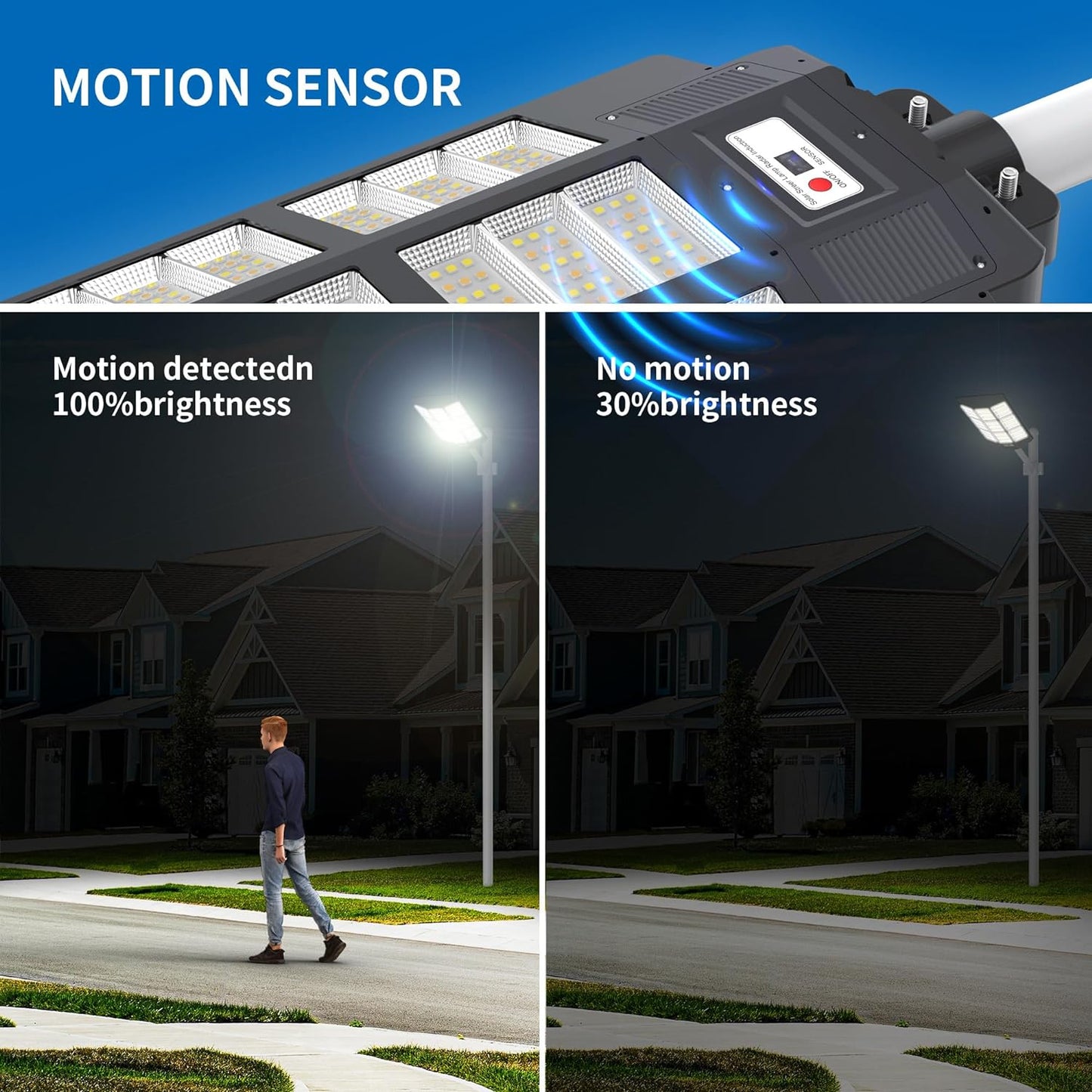 1800W Waterproof Solar Street/Parking Lot Lights with Motion Sensor
