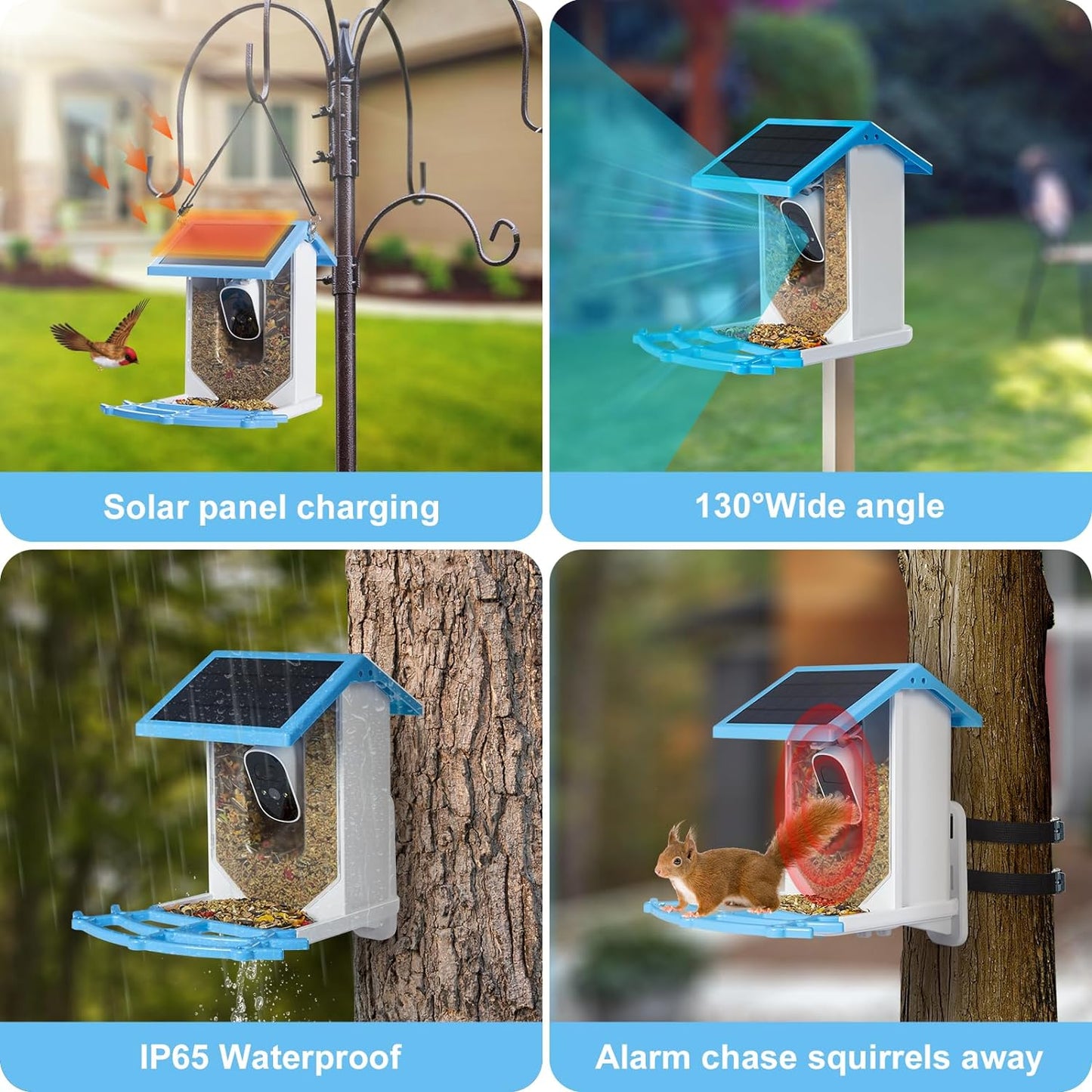 Smart Solar Powered Bird Feeder with Camera , AI  for Beautiful Close-up Shots and Identify Bird Species, (subscription required for some features)