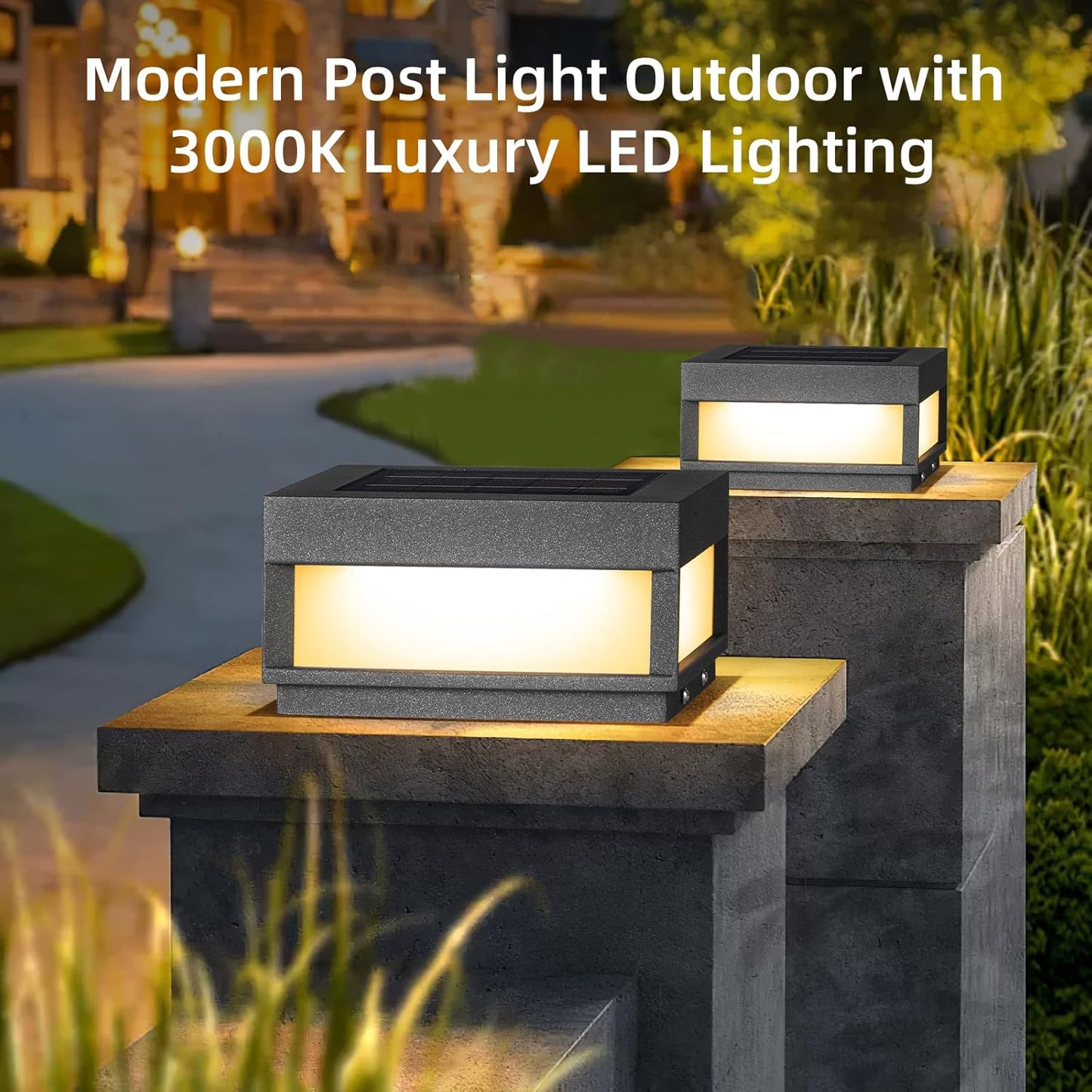 PAKEDANDUN Outdoor Solar Post Light Modern Fence Deck Cap Light Solar Pillar Column Lamp IP65 Waterproof 3000K Luxury L