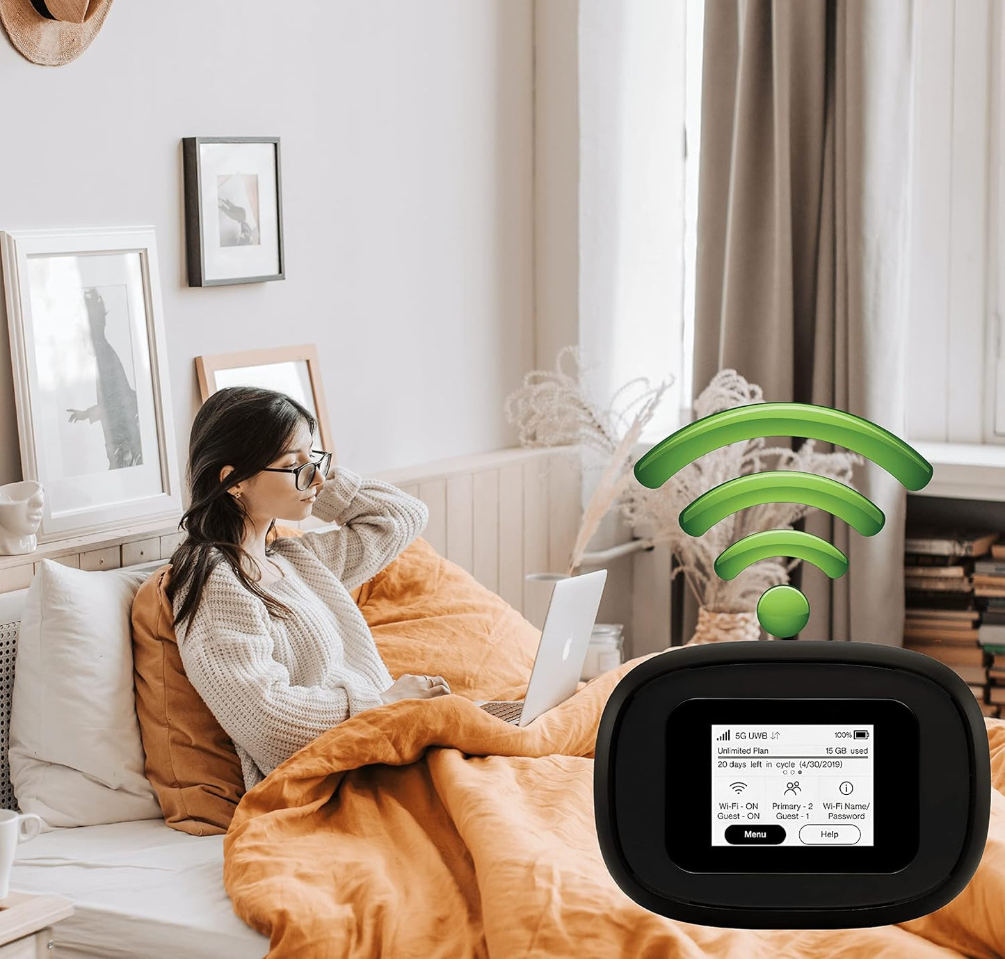 EVDO-LINK Bundle for Inseego Verizon 5G and 4G LTE MiFi M1000 Ultra Wideband Mobile Hotspot with Case and Extra Batt