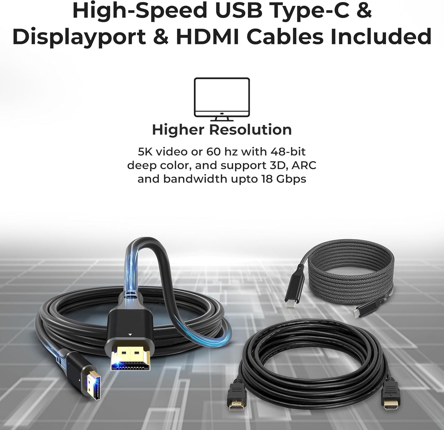 WD19DCS Docking Station Performance Dock Bundle with 240W Power Adapter (210W Power Delivery) - HDMI Cable + Display Port Cable + USB-C Cable +