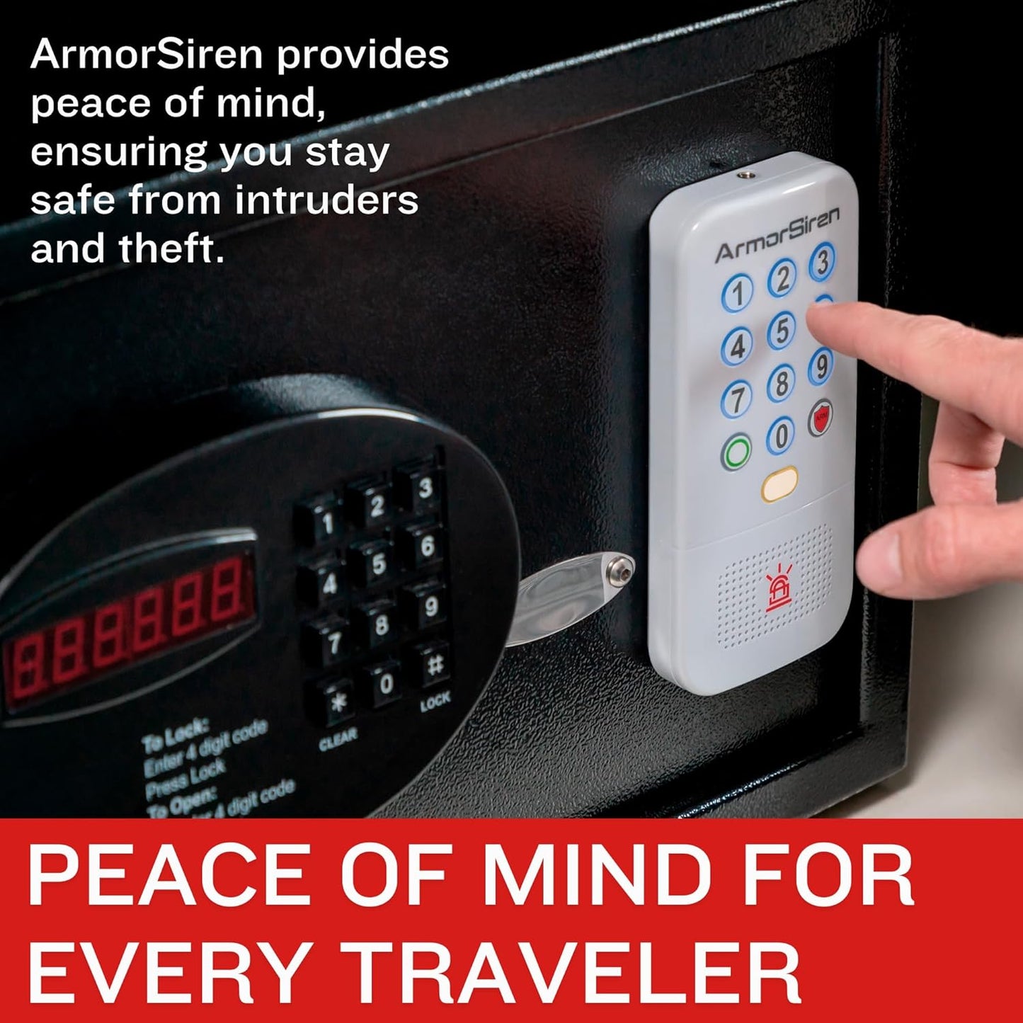 ArmorSiren - Portable Personal Security & Door Alarm with 120dB Siren, Motion Detection, Smartphone App Connectivity, and 30-Day Rechargeable Battery