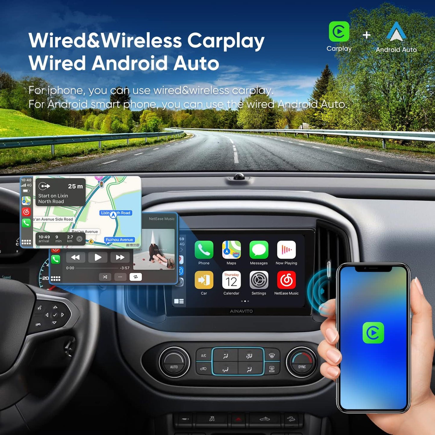 9 Inch (2G+32G) 5G WiFi 8 Core 48EQ Airplay Android 12 Car Stereo Radio for Chevy Colorado GMC Canyon 2015-2018 Carplay Android Auto Support