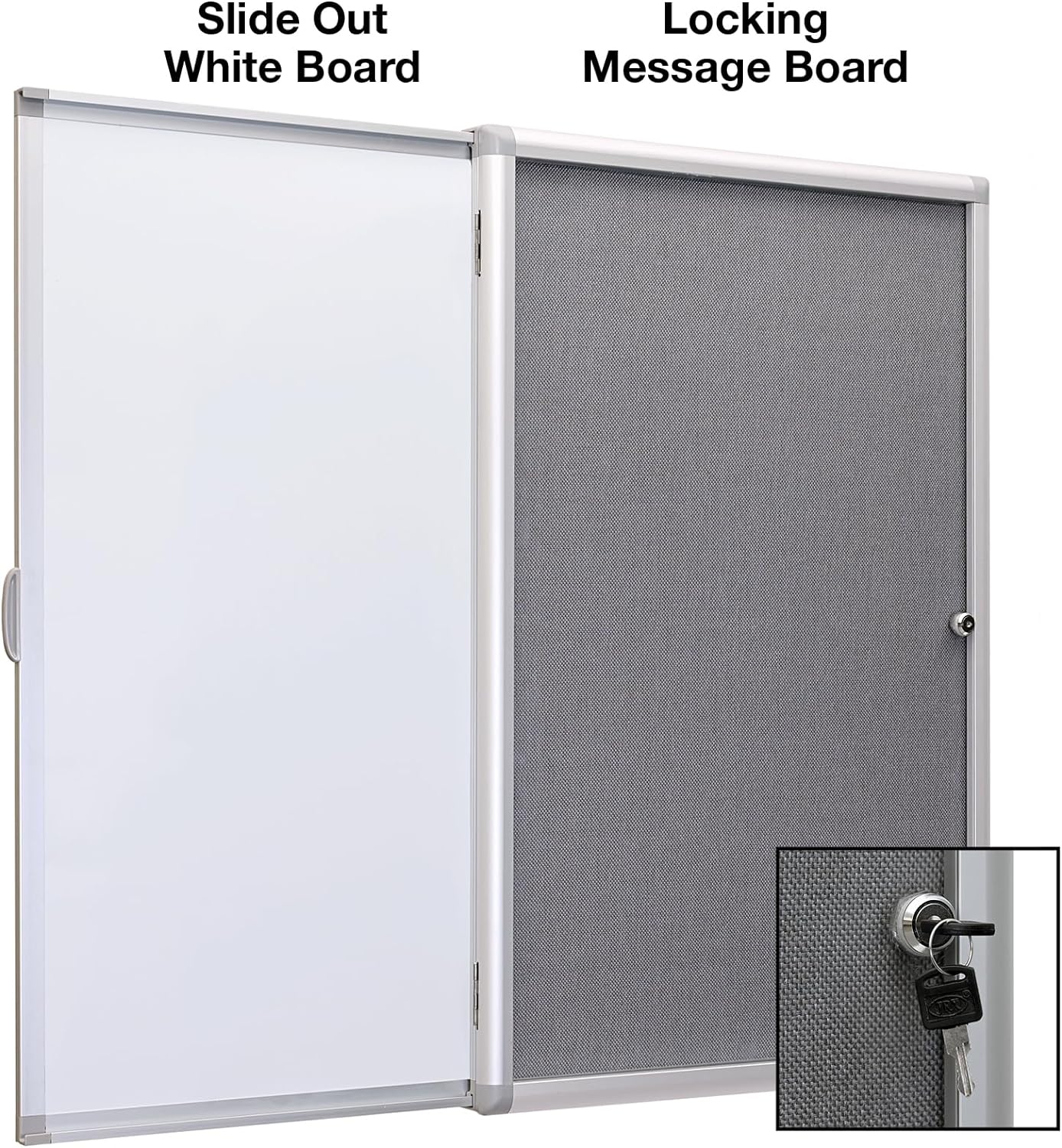 Enclosed Bulletin Board with Sliding whiteboard 36" x 24"