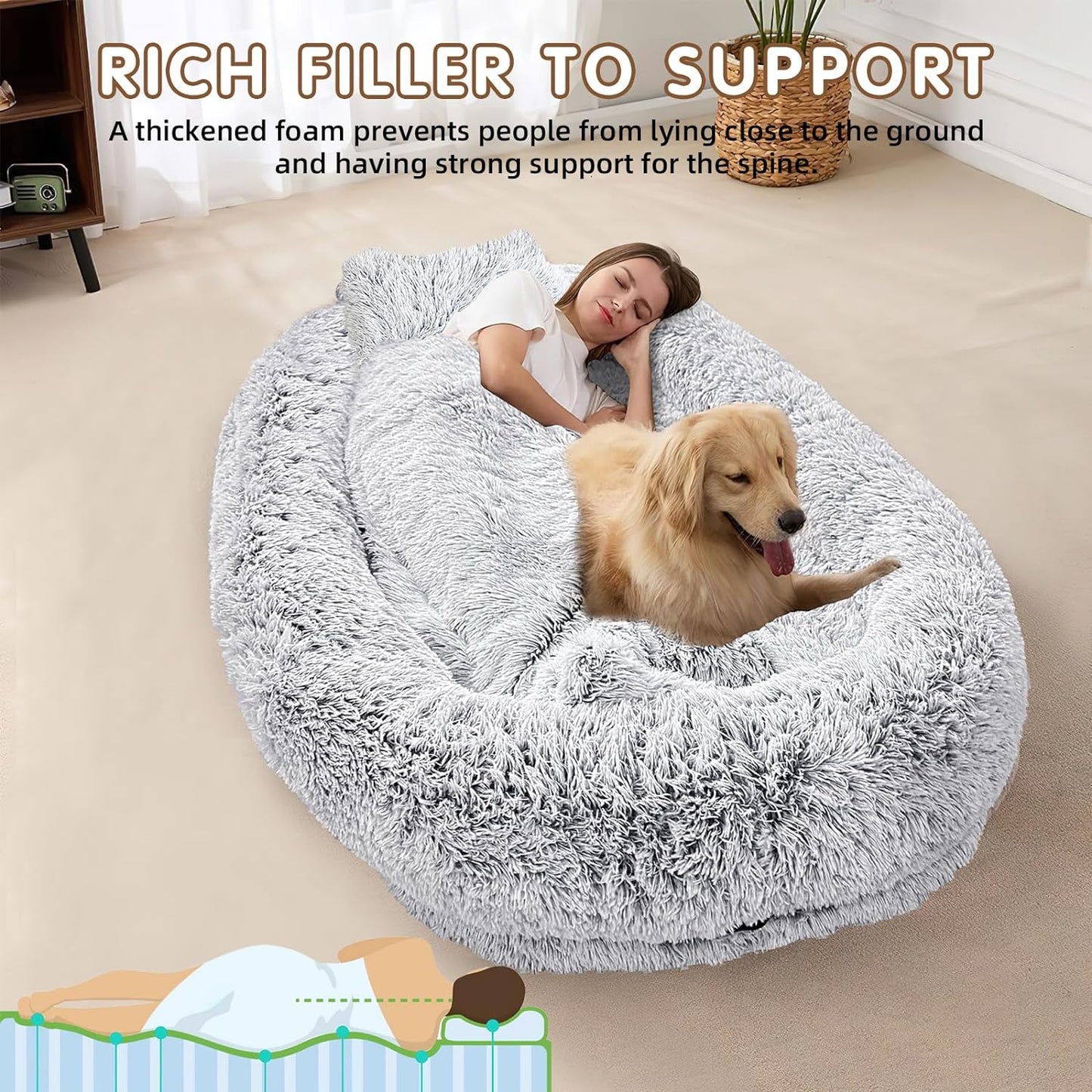 Extra Large, Washable Dog Bed for up to Adult Sized Humans