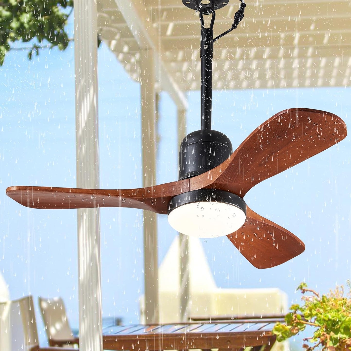 Outdoor Gazebo Fan 36' with Dimmable Light and Memory Remote, Plug-In Wet Rated Outdoor Ceiling Fan, Outdoor Hangin