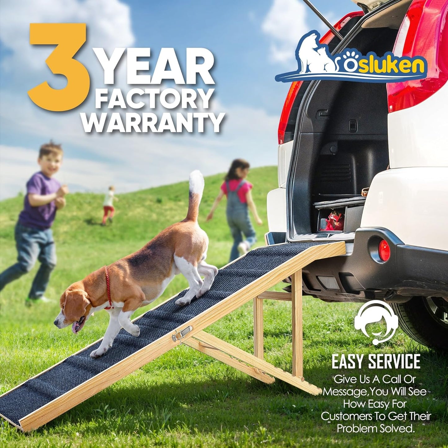 Dog Ramp for Bed, 64&#34; Long Foldable Pet Ramp for Small Large Dogs Cats, Dog Ramps for High Beds Car, High Traction with Platform 6 Adjustable