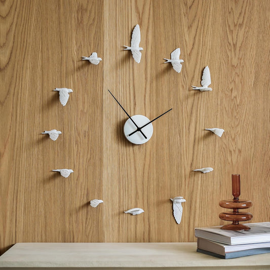 haoshi Handcrafted Swallow Large Decorative Wall Clock - Original Art Wall Decor, Luxury Details, Lifelike Movement for Everyday Beauty. Modern