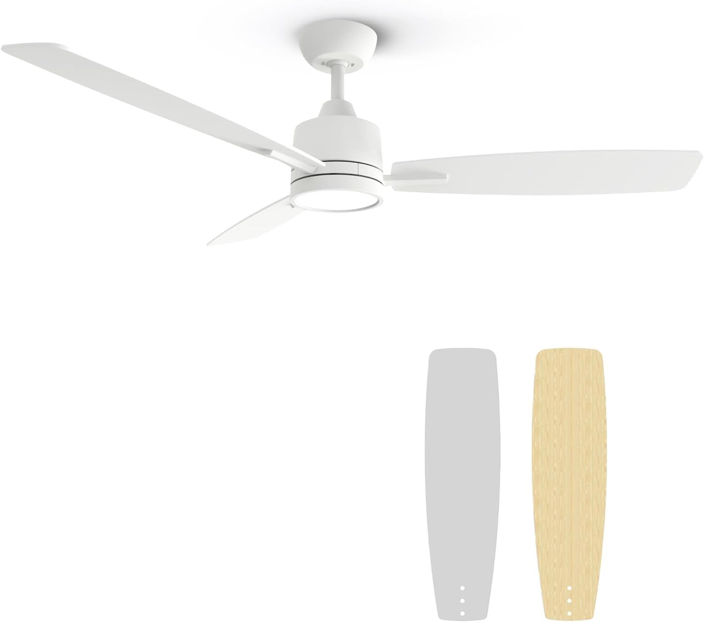 TALOYA Ceiling Fans with Lights and Remote Control 52 inch DC Motor Ultra-Quiet Ceiling Fan with 3 Color Led Light 6 Speeds 3 Reversible Blades for Living Room Dining Room Bedroom Patio