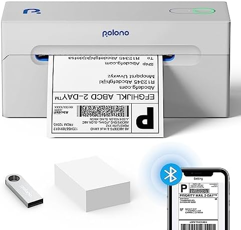 POLONO Bluetooth Thermal Shipping Label Printer, Wireless 4x6 Shipping Label Printer, Support Android, iPhone, Windows, and Mac, Widely Used for Ebay, Amazon, Shopify,