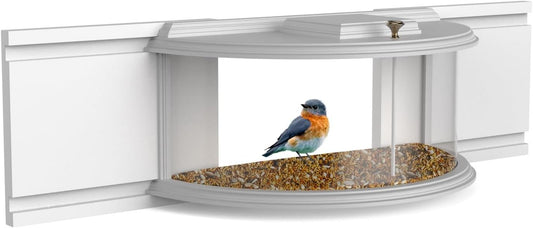 Boss Premium ClearBird Indoor Window Bird Feeder Inside House for See Through Viewing Mounted Insert Feeding Station with Sealing Foam Tape, 24 to 32 Inch Windows - Designed in USA