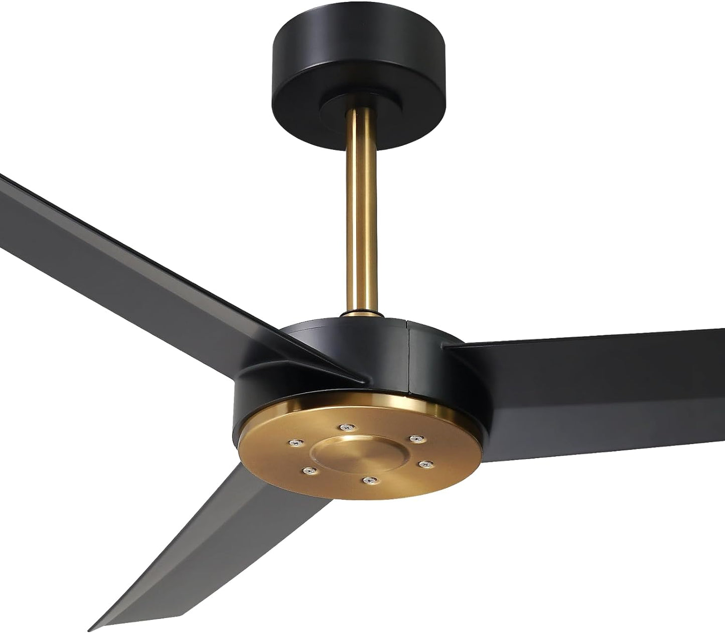 LEEAGLEGRY 52 Inch Ceiling Fan No Light, Black Ceiling Fan Without Light, Modern Gold Brass Copper Fans with Remote DC Motor Reversible for Bedroom Living Room Kitchen Outdoor Patio P