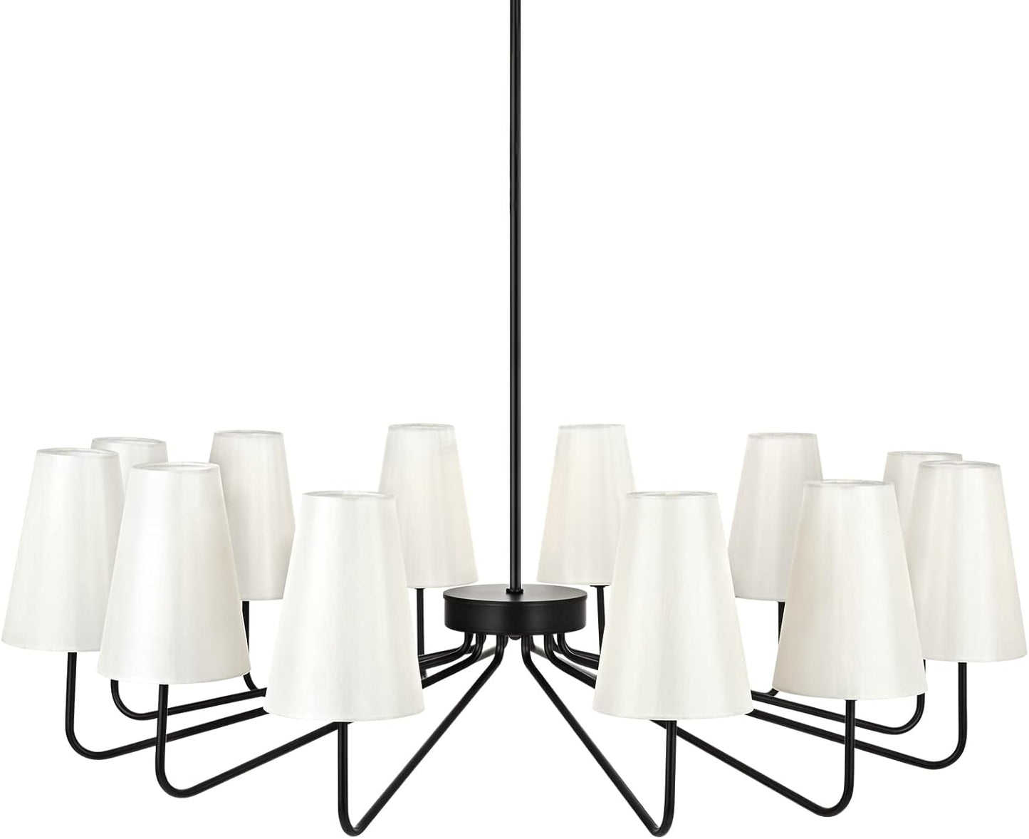 Peblto Metal Black Chandeliers with Fabric Shades, 12-Light Modern Farmhouse Chandelier, Dining Room Light Fixture for Living Room, Bedroom, Foyer, Entryway, Sta
