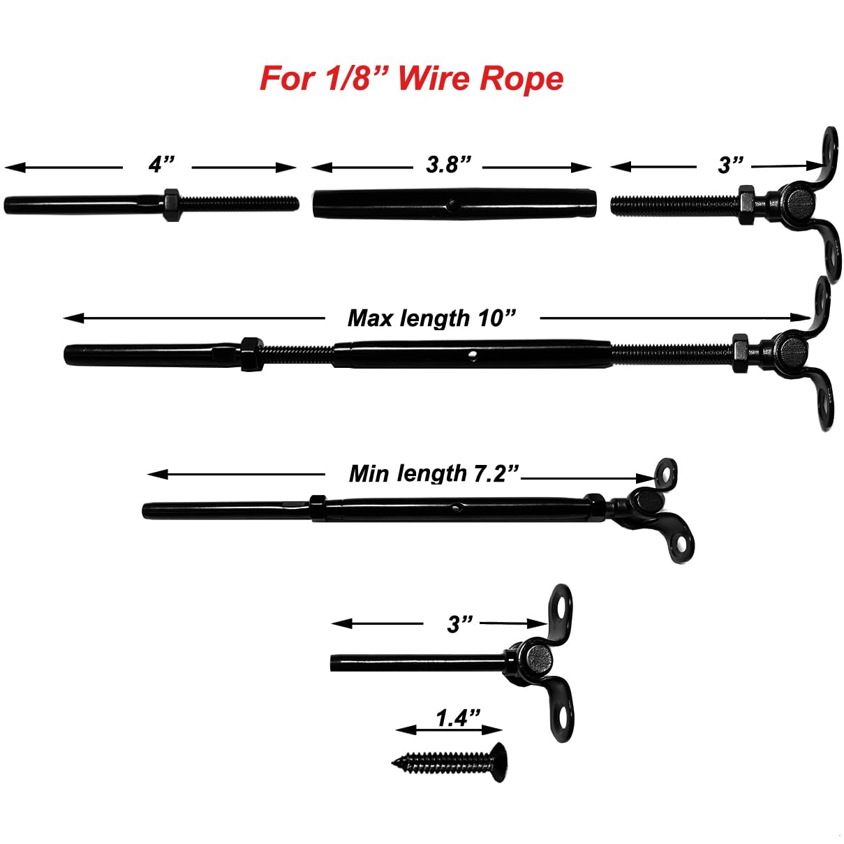 Sowtowe 20 Pairs Black Cable Railing Hardware,Black Stainless Steel Cable Railing Kit,for 1/8 Cable Railing System,Adjustable Angle,T316 Marine Grade