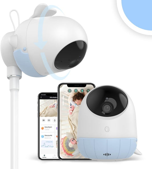 Simshine 2K UHD Wireless Baby Monitor with Smartphone App, Cry Auto Soothing Lullaby, Face Covered Alert, Auto Photo Capture, 2-Way Audio, Virtual Fence