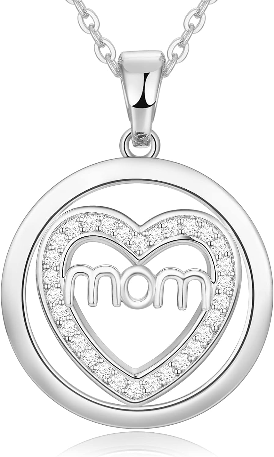 PAITAIN Circle Heart Mom Necklace, Birthday Gifts Mothers Day Gifts for Mom, 925 Sterling Silver Heart Necklace for Women Mom Grandma Wife Daughter Girlfriend on Valentine's Day Anniversary Thanksg