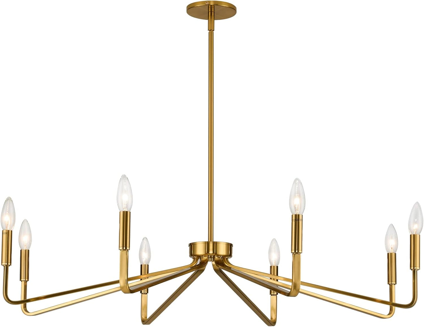 ACANER 38' Gold Chandeliers for Dining Room, 8-Light Modern Farmhouse Chandelier Light Fixture, Brushed Brass Industrial Candle Lighting Hanging