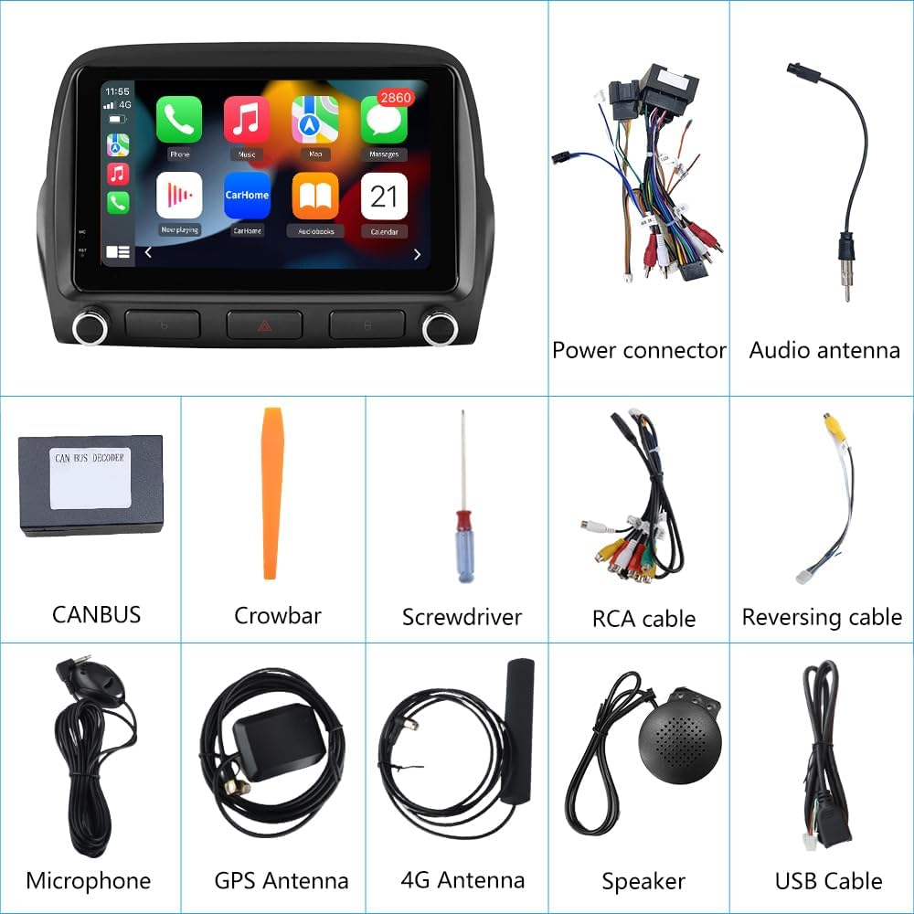 j Junsun Android Car Stereo for Chevrolet Chevy Camaro 2010 2011 2012 2013 2014 2015, 4GB+64GB Head Unit Radio Upgrade Support WiFi Bluetooth 4G Online GPS Navigation Wireless CarPlay Auto